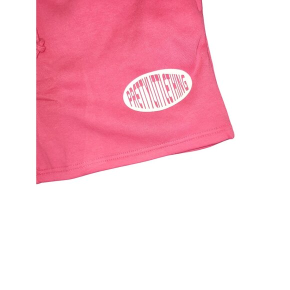 PrettyLittleThing Dark Rose Womens Sweat Shorts Small Printed Logo Elastic Waist - Picture 4 of 9